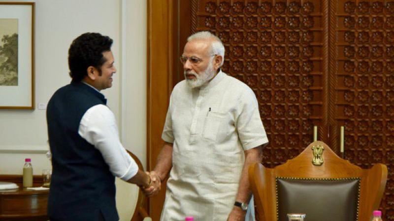 “Thank you for your inspiring message @narendramodi ji 'Jo khele, Wahi khile!' Could not have agreed more,” tweeted Sachin Tendulkar following his meeting with India Prime Minister Narendra Modi. (Photo: Sachin Tendulkar Twitter) “Thank you for your inspiring message @narendramodi ji 'Jo khele, Wahi khile!' Could not have agreed more,” tweeted Sachin Tendulkar following his meeting with India Prime Minister Narendra Modi. (Photo: Sachin Tendulkar Twitter)