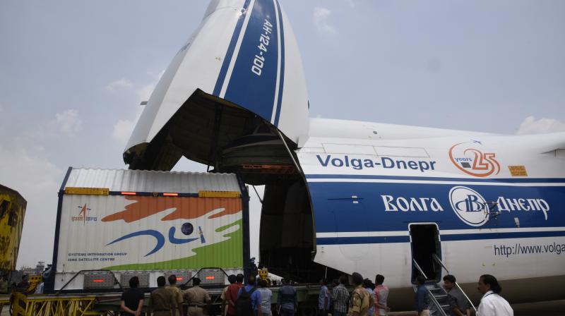 GSAT-17 is being loaded to cargo aircraft at HAL airport to be transported to Kourou, French Guiana (Photo: ISRO) GSAT-17 is being loaded to cargo aircraft at HAL airport to be transported to Kourou, French Guiana (Photo: ISRO)