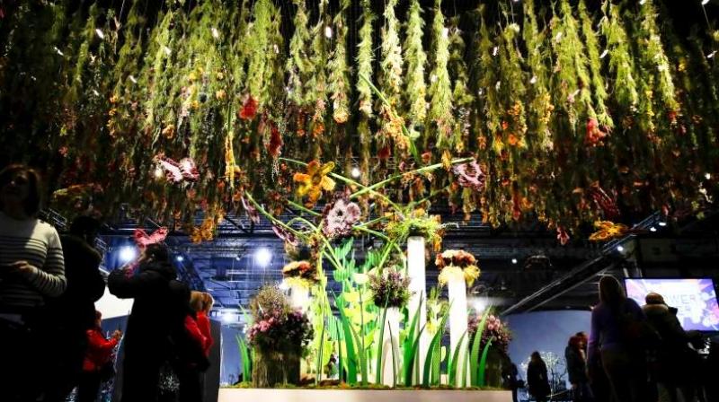 The flower show’s Entrance Garden draws inspiration from the Pop Art movement. (Photo: AP) The flower show’s Entrance Garden draws inspiration from the Pop Art movement. (Photo: AP)