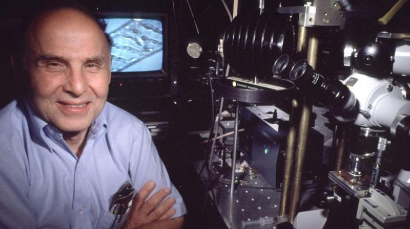 In this 1988 image provided by Nokia Bell Labs shows Arthur Ashkin at the lab in Holmdel, NJ American Arthur Ashkin, Canadian Donna Strickland, and French scientist Gerard Mourou won the 2018 Nobel Prize in Physics announced on October 2, 2018, for work in laser physics. (Nokia Bell Labs via AP) In this 1988 image provided by Nokia Bell Labs shows Arthur Ashkin at the lab in Holmdel, NJ American Arthur Ashkin, Canadian Donna Strickland, and French scientist Gerard Mourou won the 2018 Nobel Prize in Physics announced on October 2, 2018, for work in laser physics. (Nokia Bell Labs via AP)