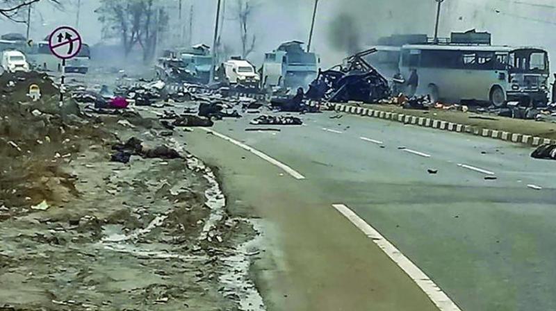 On February 14, over 40 soldiers were killed when a convoy of the Central Reserve Police Force was attacked by a suicide bomber of the Pakistan-based terror group Jaish-e-Mohammed. (Photo: PTI | File) On February 14, over 40 soldiers were killed when a convoy of the Central Reserve Police Force was attacked by a suicide bomber of the Pakistan-based terror group Jaish-e-Mohammed. (Photo: PTI | File)
