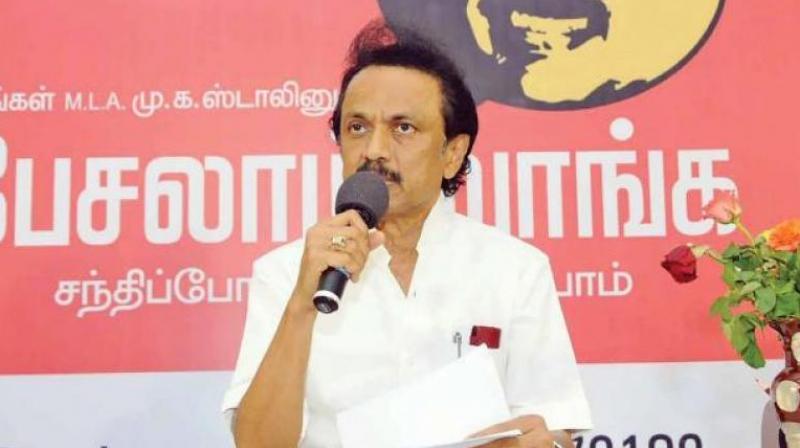 The DMK working president M.K. Stalin. The DMK working president M.K. Stalin.