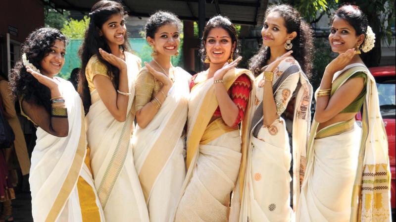 A group of college students in traditional Kerala saree (Representative image) A group of college students in traditional Kerala saree (Representative image)
