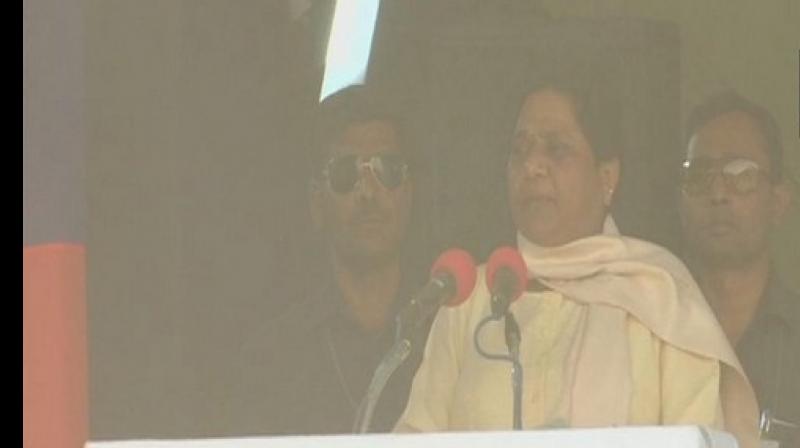 Taking a jibe at Uttar Pradesh Chief Minister Yogi Adityanath, BSP supremo Mayawati in a rally on Saturday said that the both 'Ali' and 'Bajrangbali' belonged to her party. (Photo: ANI) Taking a jibe at Uttar Pradesh Chief Minister Yogi Adityanath, BSP supremo Mayawati in a rally on Saturday said that the both 'Ali' and 'Bajrangbali' belonged to her party. (Photo: ANI)