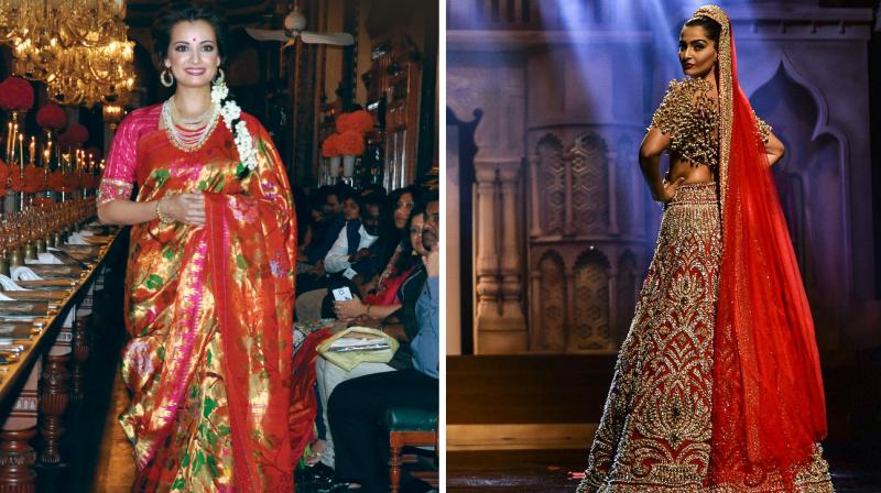 Dia Mirza in Gaurang’s creation, Sonam donning Abu-Sandeep’s creation Dia Mirza in Gaurang’s creation, Sonam donning Abu-Sandeep’s creation