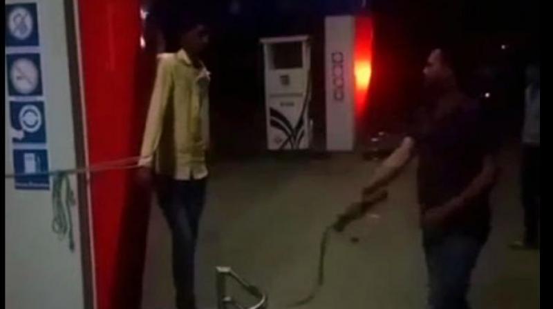 "I met with an accident so didn't go to work for 5-6 days. The owner and his friend called me at the pump and hit me," the victim said. (Photo: ANI) "I met with an accident so didn't go to work for 5-6 days. The owner and his friend called me at the pump and hit me," the victim said. (Photo: ANI)