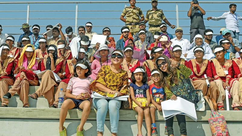 Thousands of space watchers witness the launch of PSLV-C45 mission from the gallery set up by Isro just three kilometres from the launch site.(Photo: PTI) Thousands of space watchers witness the launch of PSLV-C45 mission from the gallery set up by Isro just three kilometres from the launch site.(Photo: PTI)