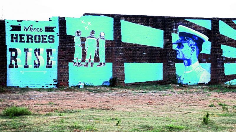 Artiste Sonali Upadyaya’s graffiti on an abandoned wall near Vizag airport. Artiste Sonali Upadyaya’s graffiti on an abandoned wall near Vizag airport.