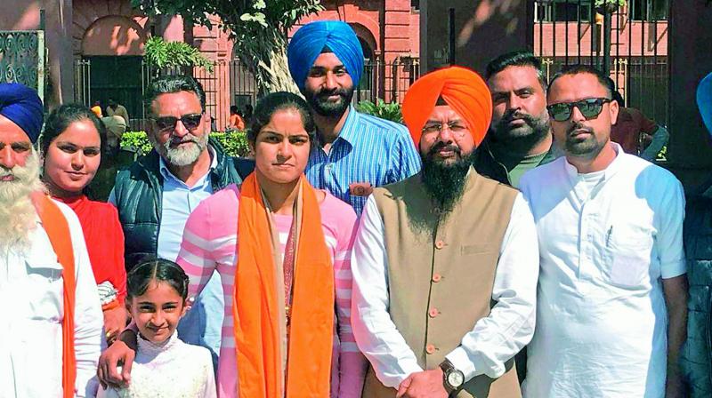 A recent picture of Navjot Kaur on her return to her village after winning the Gold medal. A recent picture of Navjot Kaur on her return to her village after winning the Gold medal.