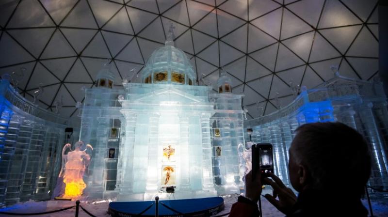 Sculptors flock to the Slovak Tatra mountain hamlet of Hrebienok every winter to build an ice version of a famous church. (Photo: AFP) Sculptors flock to the Slovak Tatra mountain hamlet of Hrebienok every winter to build an ice version of a famous church. (Photo: AFP)