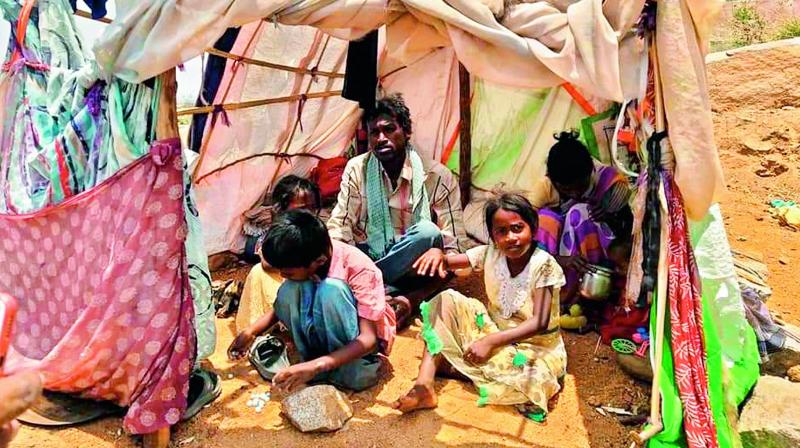 The family suffering due to lack of sufficient food at Hamali Colony of Kummaravaripalli in Anantapur. The family suffering due to lack of sufficient food at Hamali Colony of Kummaravaripalli in Anantapur.
