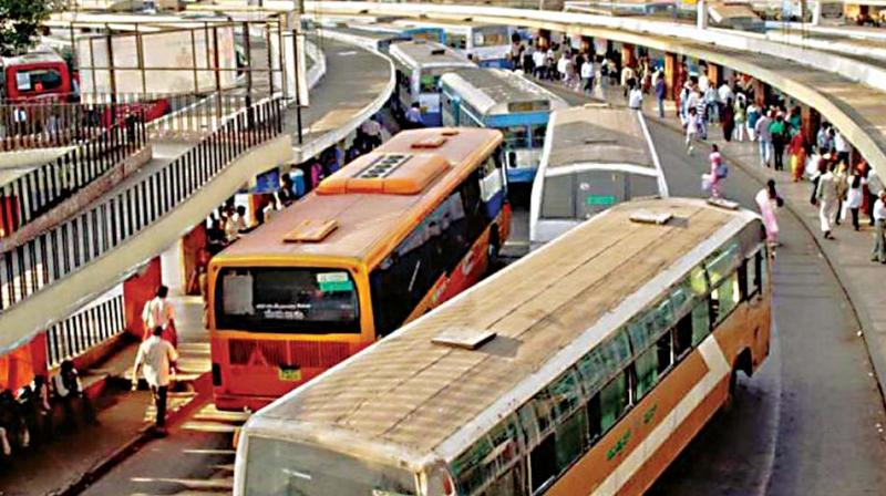 After the Metro work started, KSRTC had shifted services to two satellite bus-stands, one on Mysuru Road and the other, Basaveshwara bus station, at Peenya. (Representional Image) After the Metro work started, KSRTC had shifted services to two satellite bus-stands, one on Mysuru Road and the other, Basaveshwara bus station, at Peenya. (Representional Image)