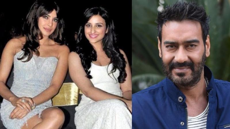 Priyanka and Parineeti Chopra and Ajay Devgn. Priyanka and Parineeti Chopra and Ajay Devgn.