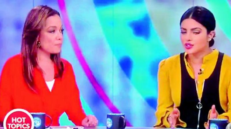 Priyanka Chopra with one of the hosts of the show The View, Sunny Hostin. Priyanka Chopra with one of the hosts of the show The View, Sunny Hostin.