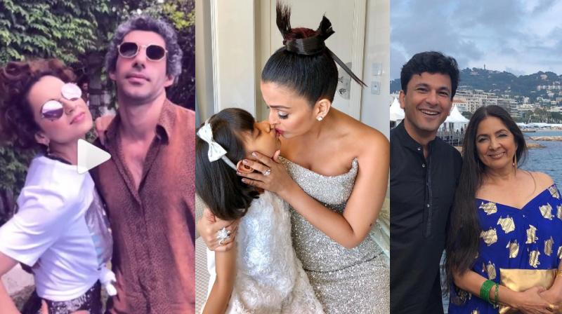 Kangana Ranaut with Jim Sarbh, Aishwarya Rai Bachchan with Aaradhya, Neena Gupta and Vikas Bahl. (Photo: Instagram) Kangana Ranaut with Jim Sarbh, Aishwarya Rai Bachchan with Aaradhya, Neena Gupta and Vikas Bahl. (Photo: Instagram)