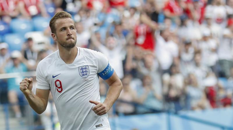 Two of Kane's goals came from the penalty spot and the third via his heel. He leads the tournament with five goals, one more than Cristiano Ronaldo and Romelu Lukaku. (Photo: AP) Two of Kane's goals came from the penalty spot and the third via his heel. He leads the tournament with five goals, one more than Cristiano Ronaldo and Romelu Lukaku. (Photo: AP)