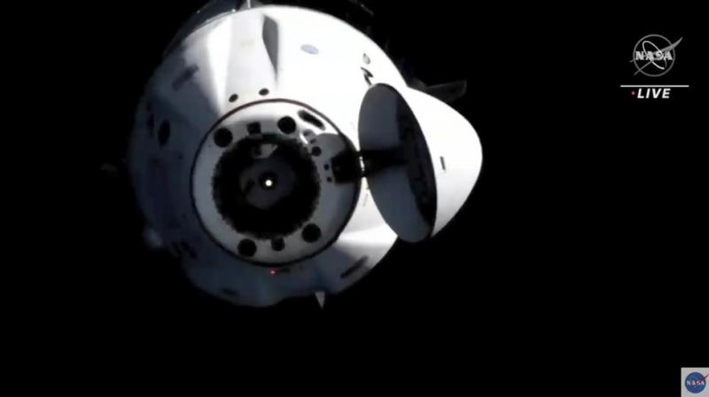 In this image from video provided by NASA, astronauts in the SpaceX Dragon capsule undock from the International Space Station on Monday, Nov. 8, 2021. (Photo: AP) In this image from video provided by NASA, astronauts in the SpaceX Dragon capsule undock from the International Space Station on Monday, Nov. 8, 2021. (Photo: AP)