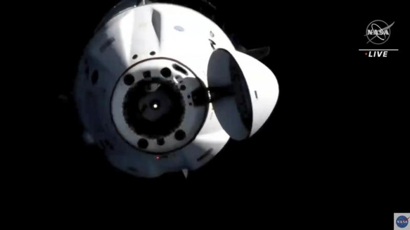 In this image from video provided by NASA, astronauts in the SpaceX Dragon capsule undock from the International Space Station on Monday, Nov. 8, 2021. (Photo: AP)