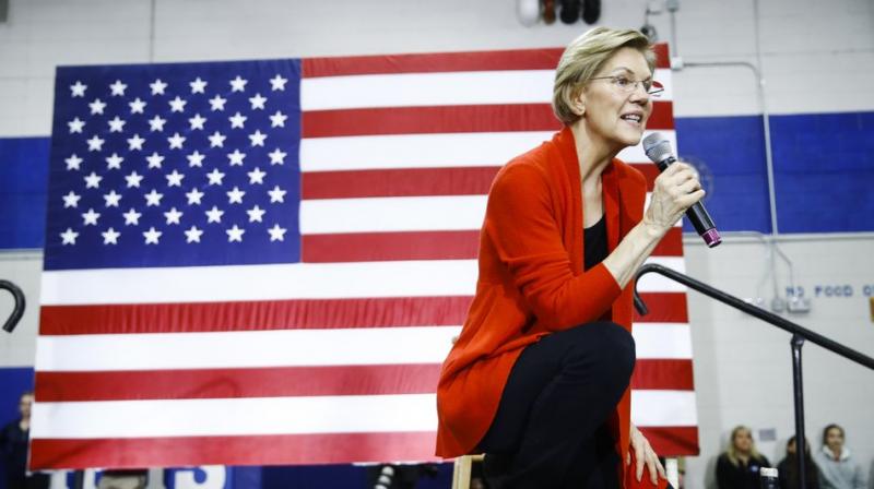 Democratic presidential candidate Sen. Elizabeth Warren, D-Mass., speaks during a campaign event at Rundlett Middle School on Sundayin Concord, N.H. AP Photo