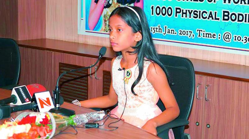 Meghali Malabika Swain at the India Book of Records event in Odisha on Sunday. Meghali Malabika Swain at the India Book of Records event in Odisha on Sunday.