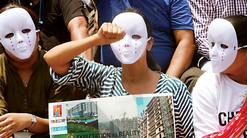 The homebuyers allege that the builders indulge in filing of false police complaints, initiation of defamation cases and threaten the buyers for approaching RERA authorities. The homebuyers allege that the builders indulge in filing of false police complaints, initiation of defamation cases and threaten the buyers for approaching RERA authorities.
