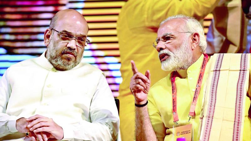 Prime Minister Narendra Modi with Amit Shah Prime Minister Narendra Modi with Amit Shah