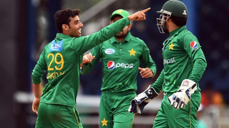 Shadab Khan snared four for 14 with his mesmerising mixture of leg-breaks and googlies to stymie the West Indies quest. (Photo: AFP) Shadab Khan snared four for 14 with his mesmerising mixture of leg-breaks and googlies to stymie the West Indies quest. (Photo: AFP)