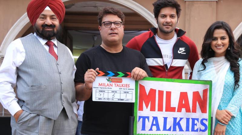 Ali Fazal, Tigmanshu Dhulia and others pose on the first day of shoot. Ali Fazal, Tigmanshu Dhulia and others pose on the first day of shoot.