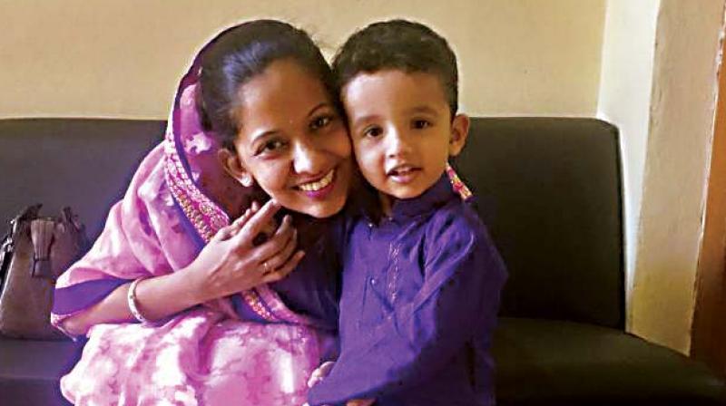 Bhavana with two-year-old son Devanth Bhavana with two-year-old son Devanth
