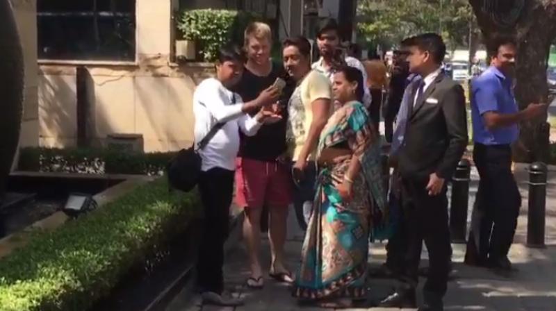 While David Warner was busy obliging his fans, his daughter Ivy was left to wander. (Photo: Screengrab) While David Warner was busy obliging his fans, his daughter Ivy was left to wander. (Photo: Screengrab)