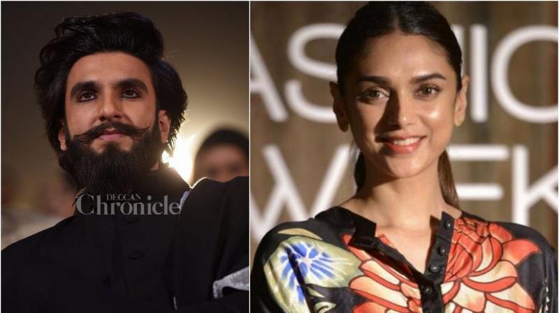 Ranveer Singh snapped with Aditi Rao Hydari Ranveer Singh snapped with Aditi Rao Hydari