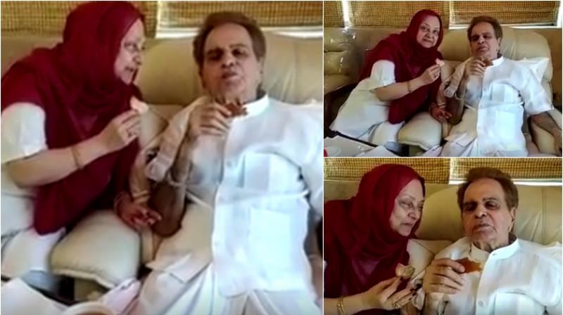 Dilip Kumar shared a video on his Facebook page where we see the actor having bread with his lovely wife. Dilip Kumar shared a video on his Facebook page where we see the actor having bread with his lovely wife.
