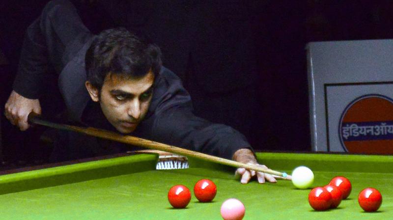 Pankaj Advani plays against Irans Ehsan Heydari in the final of Asian Snooker Tour in Bengaluru last year. PTI Photo