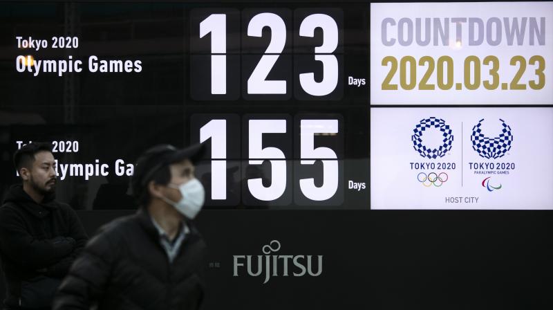 TIME IS TICKING: A countdown display for the Tokyo 2020 Olympics and Paralympics. AP Photo