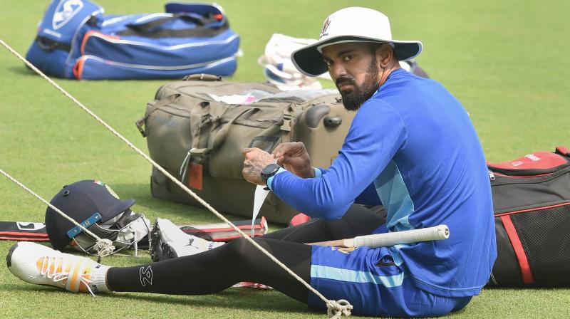 Karnataka cricketer KL Rahul during a training session at Eden Gardens, in Kolkata. PTI Photo