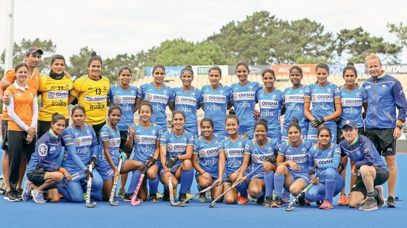 Indian womens hockey team after their win recently against New Zealand. DC File Photo