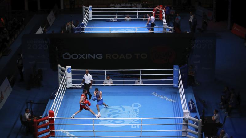 A general view of the arena during day three of the Boxing Road to Tokyo 2020 Olympic qualifying event in London. AP Photo