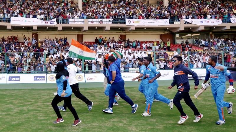 The President said Indian cricket team's win will be a source of inspiration to both sportspersons as well as all differently abled people who aspire for success in sports. (Photo: PTI) The President said Indian cricket team's win will be a source of inspiration to both sportspersons as well as all differently abled people who aspire for success in sports. (Photo: PTI)