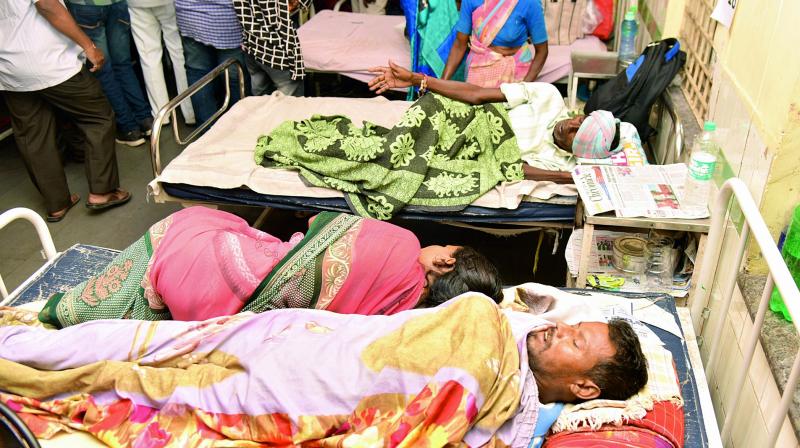 Patients suffering from Viral fever admitted to Gandhi Hospital in Hyderabad on Wednesday. (S. Surender Reddy) Patients suffering from Viral fever admitted to Gandhi Hospital in Hyderabad on Wednesday. (S. Surender Reddy)
