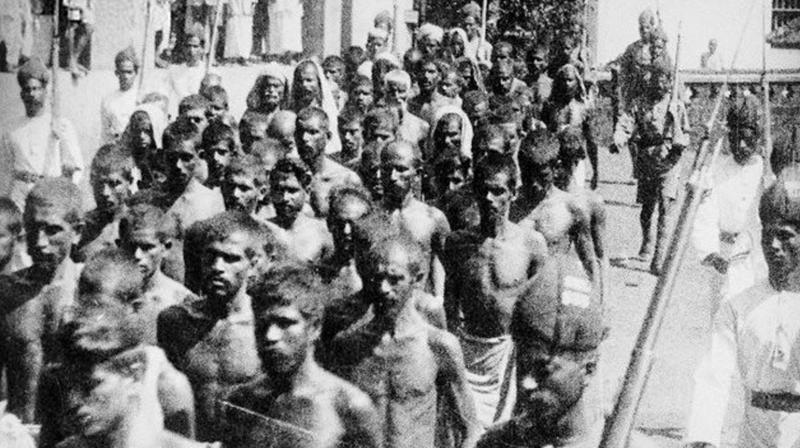Photo of captured Moplah prisoners taken after a battle with British colonial troops, during the 1921 Malabar Rebellion. (Photo: FROM WEB) Photo of captured Moplah prisoners taken after a battle with British colonial troops, during the 1921 Malabar Rebellion. (Photo: FROM WEB)