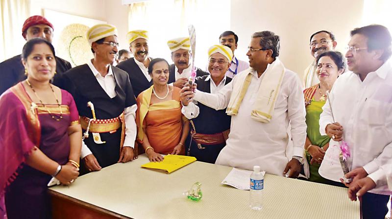 Chief Minister Siddaramaiah during the inauguration of developmental projects in Madikeri in Kodagu district on Tuesday