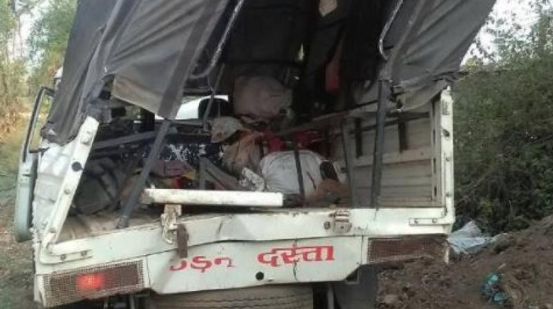 Nearly 35 people were travelling in the truck when it met with the accident. (Photo: Twitter | ANI) Nearly 35 people were travelling in the truck when it met with the accident. (Photo: Twitter | ANI)