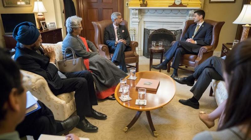 Jaishankar also met Speaker of the House of Representatives Paul Ryan and discussed various issues, including ways to enhance economic and defence cooperation between both countries. (Photo: ANI Twitter) Jaishankar also met Speaker of the House of Representatives Paul Ryan and discussed various issues, including ways to enhance economic and defence cooperation between both countries. (Photo: ANI Twitter)