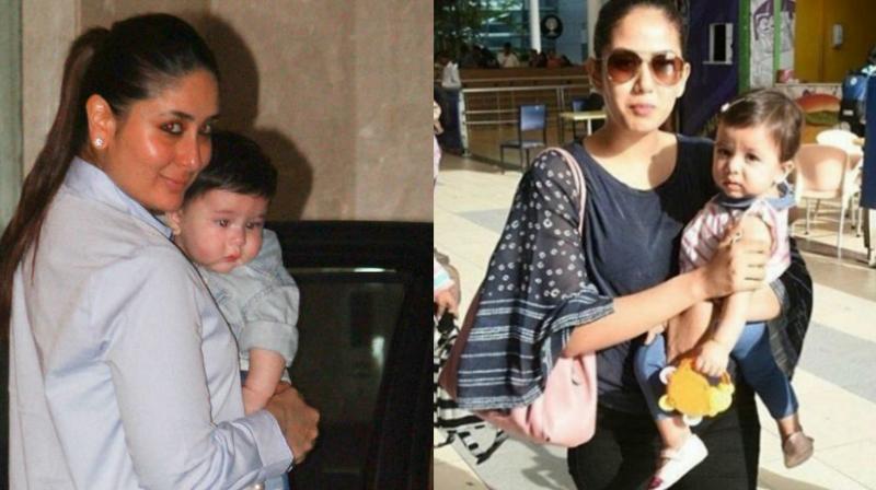 Kareena Kapoor Khan with baby Taimur, and Mira Rajput with adorable Misha. Kareena Kapoor Khan with baby Taimur, and Mira Rajput with adorable Misha.