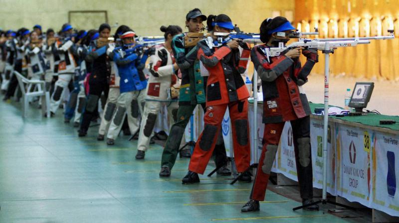 An undated picture of shooters participating in an event. PTI Photo