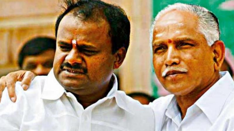 A file photo of B.S. Yeddyurappa with H.D. Kumaraswam A file photo of B.S. Yeddyurappa with H.D. Kumaraswam