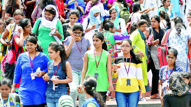 A large number of students attend the awareness campaign aganist Ragging and Harassment at Ravindrabharathi on Monday. (Photo: DC) A large number of students attend the awareness campaign aganist Ragging and Harassment at Ravindrabharathi on Monday. (Photo: DC)