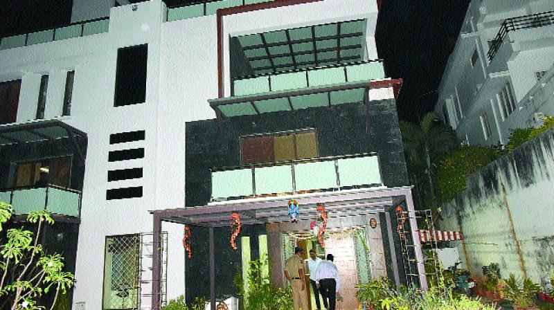 I-T sleuths during a search of the house of city-based businessman house Banapuram Laxman Rao in Film Nagar on Tuesday. (Photo: R. Pavan) I-T sleuths during a search of the house of city-based businessman house Banapuram Laxman Rao in Film Nagar on Tuesday. (Photo: R. Pavan)