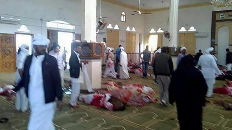 Authorities said up to 30 militants in camouflage clothing and flying the black banner of the Islamic State group surrounded the mosque and opened fire on the faithful during the main weekly prayers. (Photo: AFP) Authorities said up to 30 militants in camouflage clothing and flying the black banner of the Islamic State group surrounded the mosque and opened fire on the faithful during the main weekly prayers. (Photo: AFP)