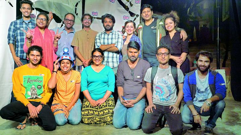 Making sense of nonsense: (third from left) Avinash, Shishir, director Krishna, Shailaja and Ahmed. (bottom row, centre) Abhinanda along with other actors. Making sense of nonsense: (third from left) Avinash, Shishir, director Krishna, Shailaja and Ahmed. (bottom row, centre) Abhinanda along with other actors.